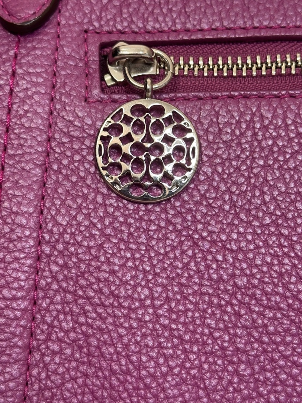 Coach Pebbled Leather Purple Alexandra Tote Purse with Hang Tag crossbody NWOT - Picture 2 of 10